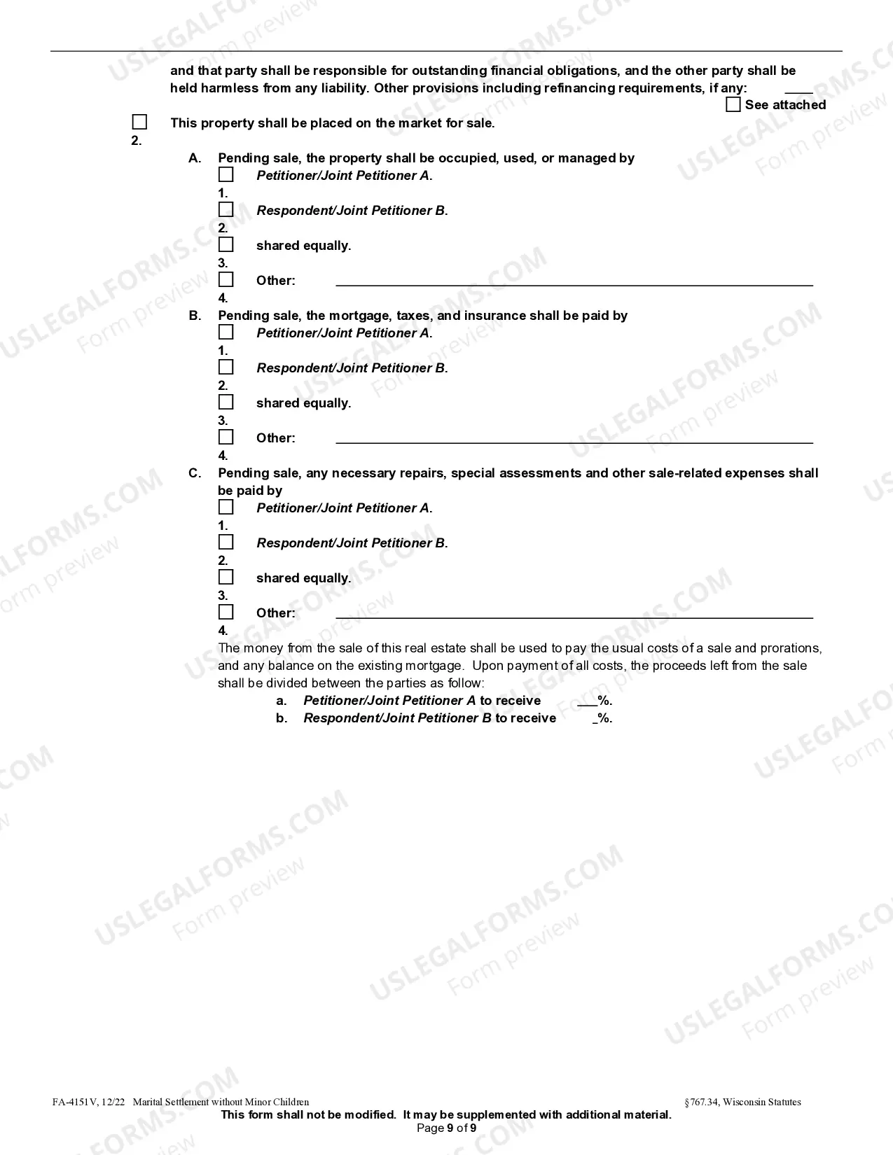 Preview Marital Settlement Agreement