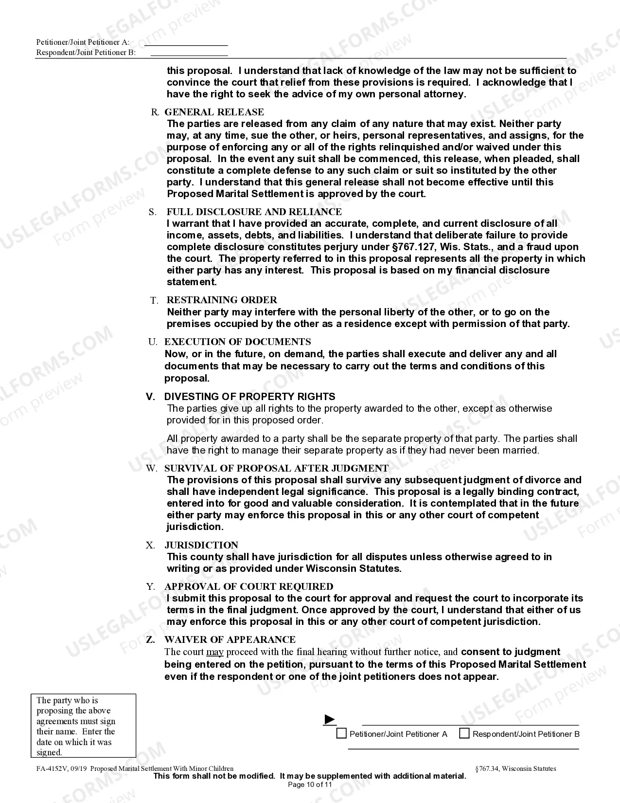 Preview Proposed Marital Settlement Order