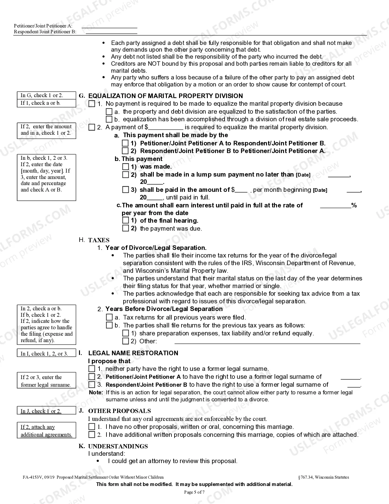 Preview Proposed Marital Settlement Order