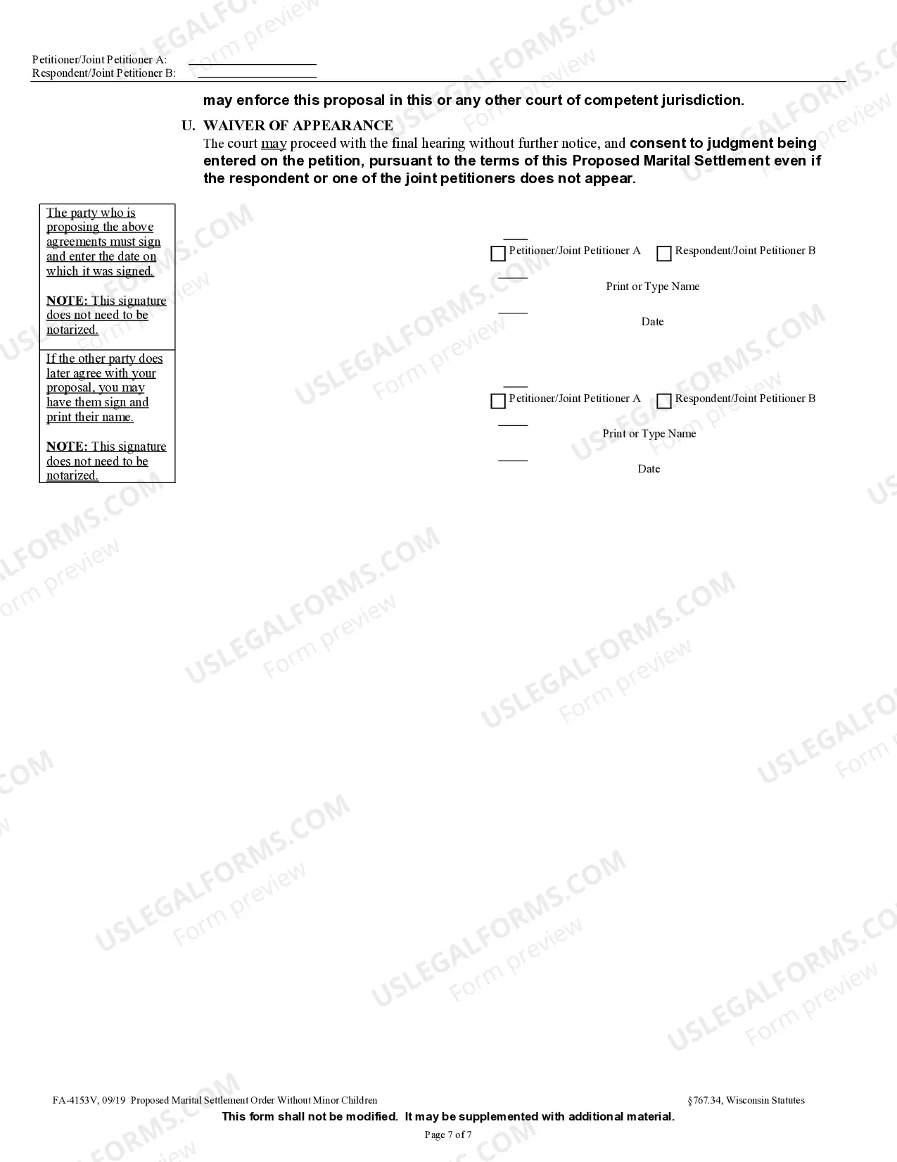 Preview Proposed Marital Settlement Order