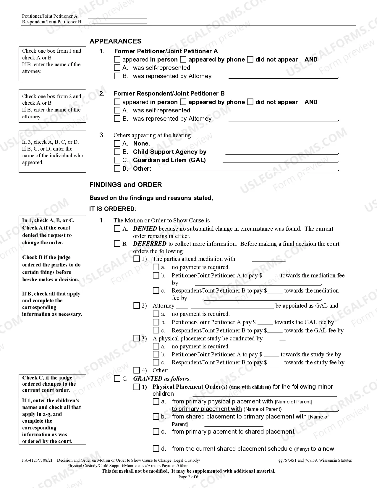 Preview Decision & Order On Motion Or OTSC To Change Legal Custody Change Physical Placement Change Child Support Change Maintenance Other