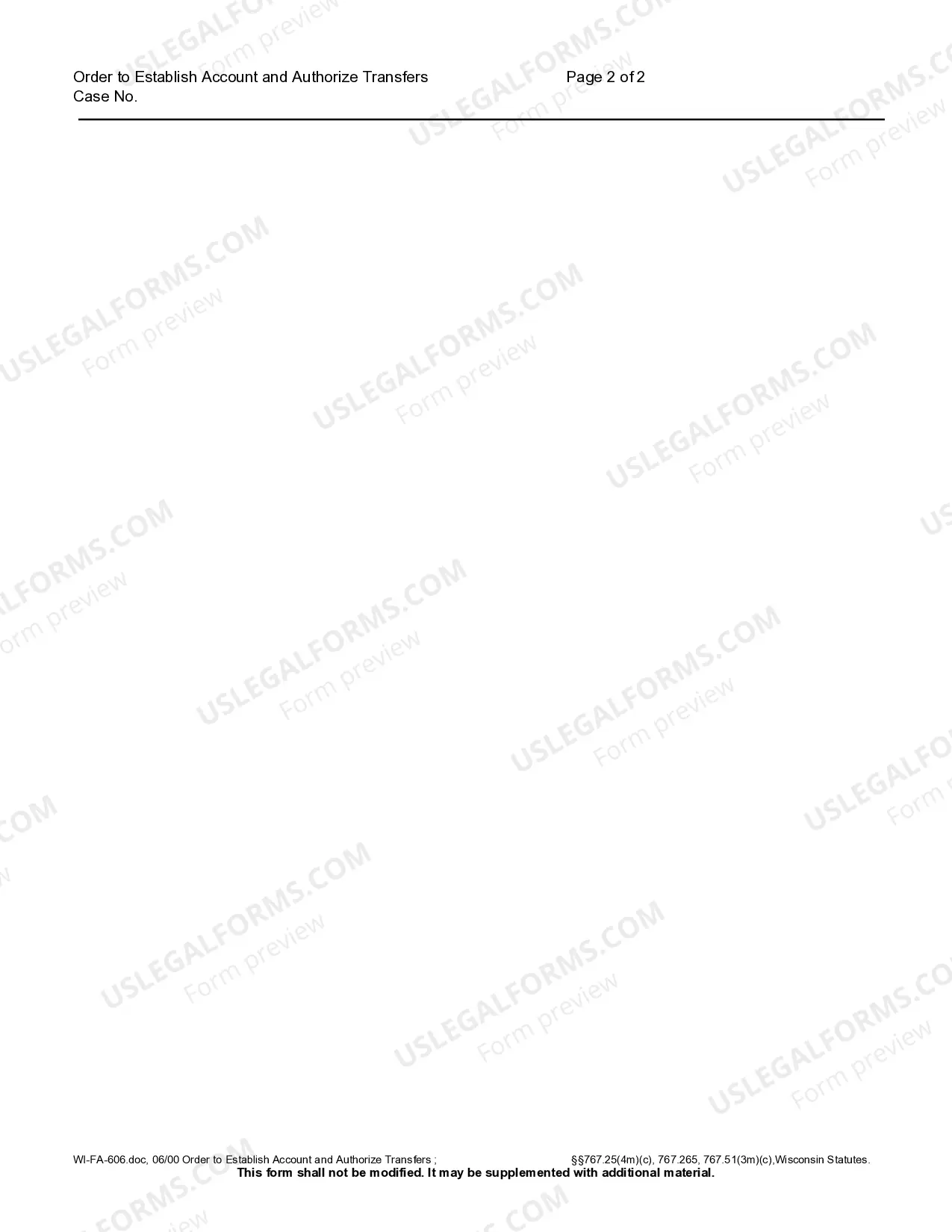 Preview Order to Establish Account and Authorize Transfer
