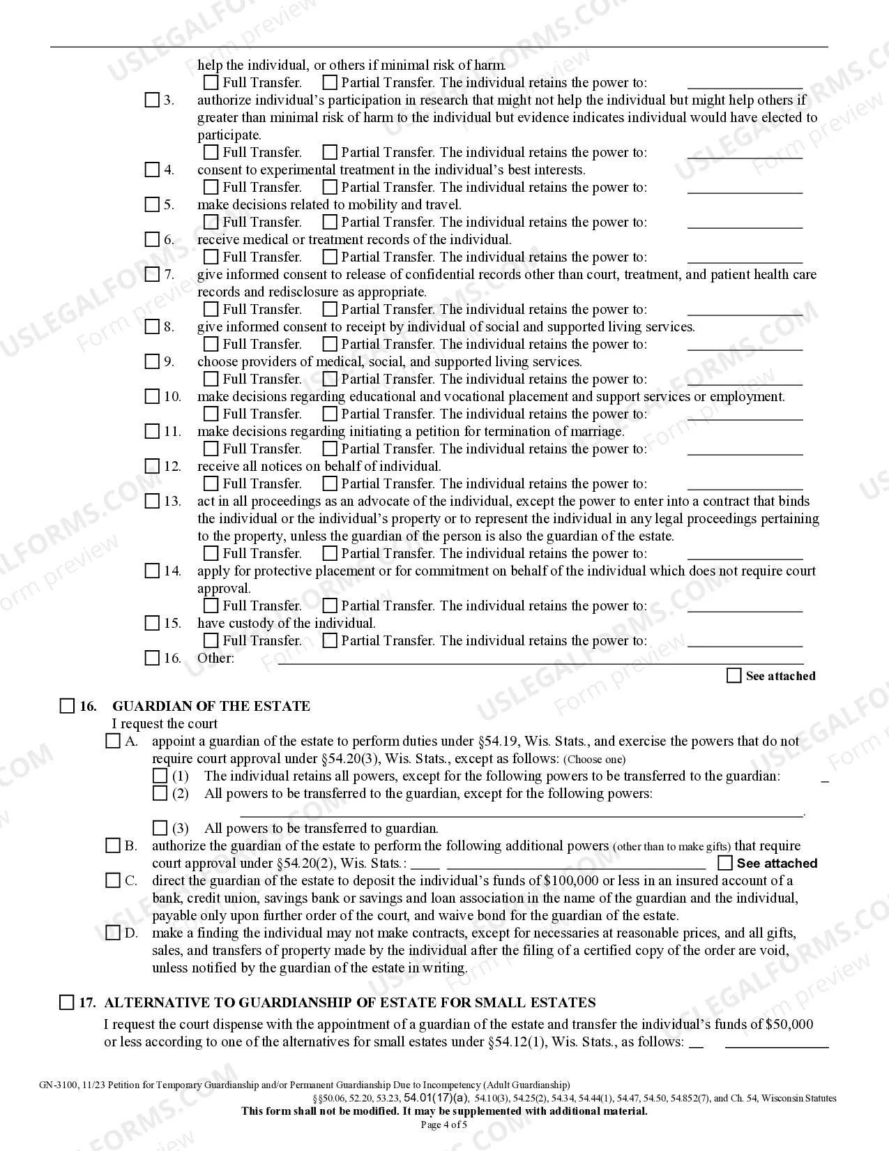 Preview Petition For Temporary Guardianship Permanent Guardianship Due To Incompetency