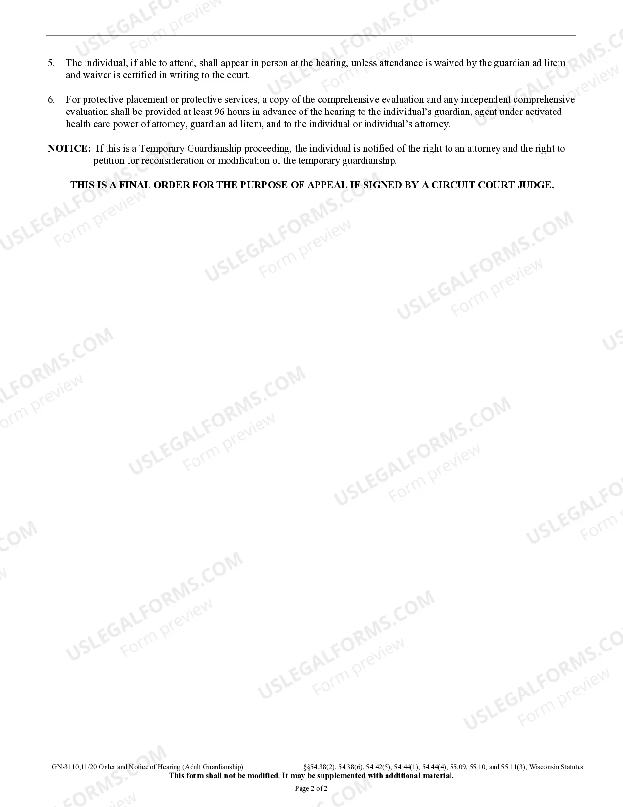 Preview Order and Notice of Hearing