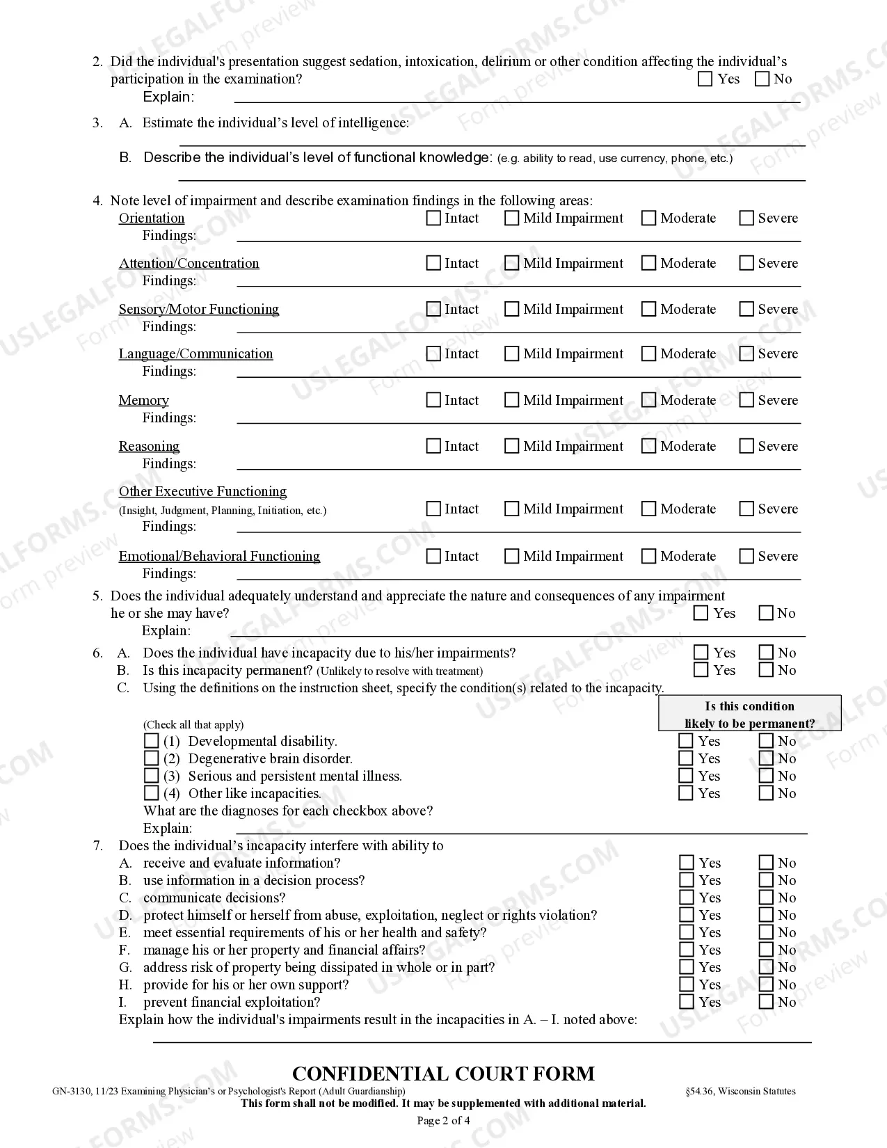 Preview Examining Physician's or Psychologist's Report