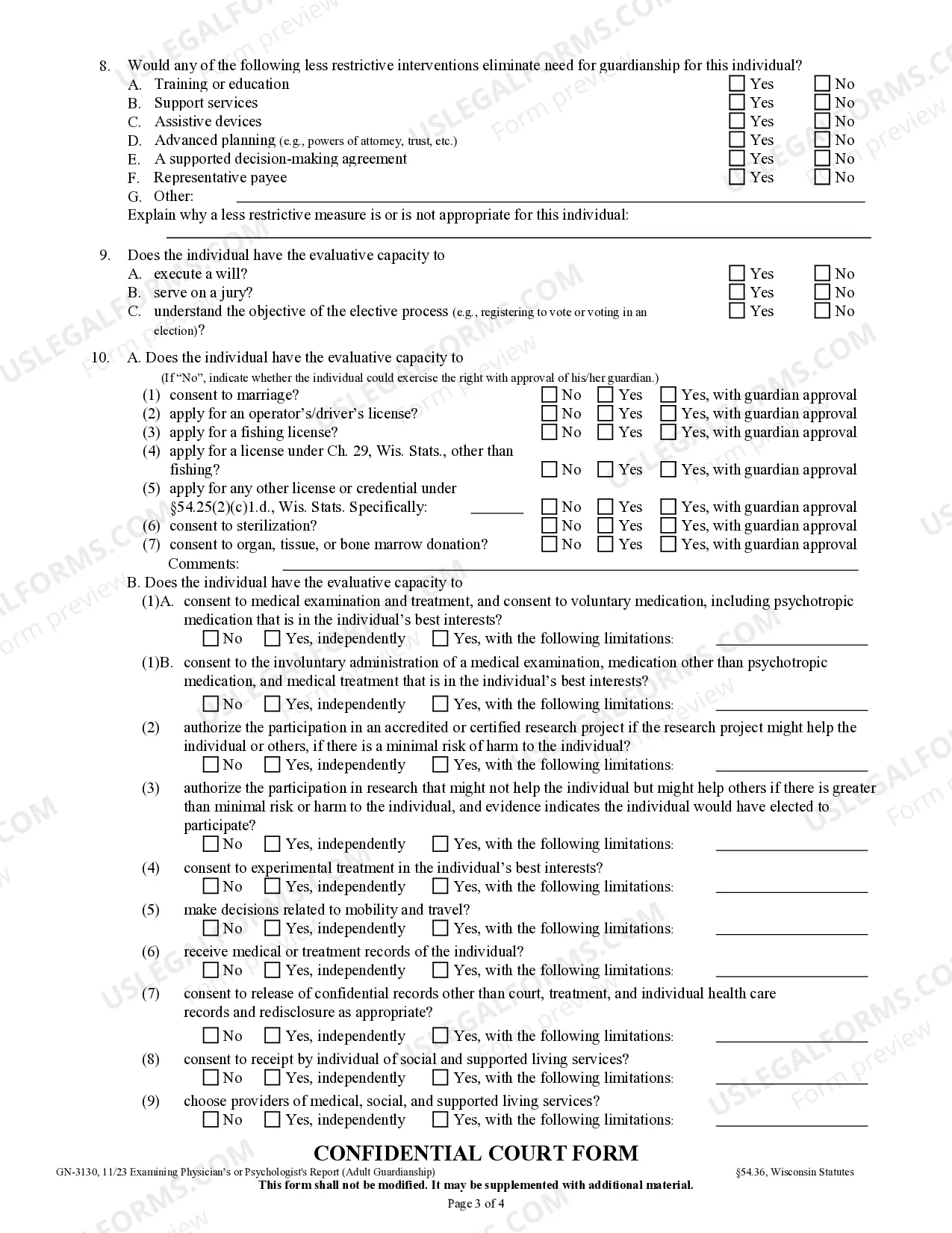 Preview Examining Physician's or Psychologist's Report