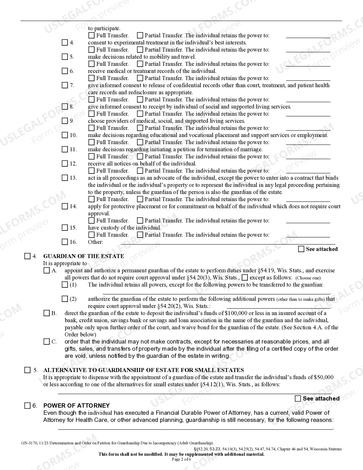 Preview Determination and Order on Petition for Guardianship Due to Incompetency