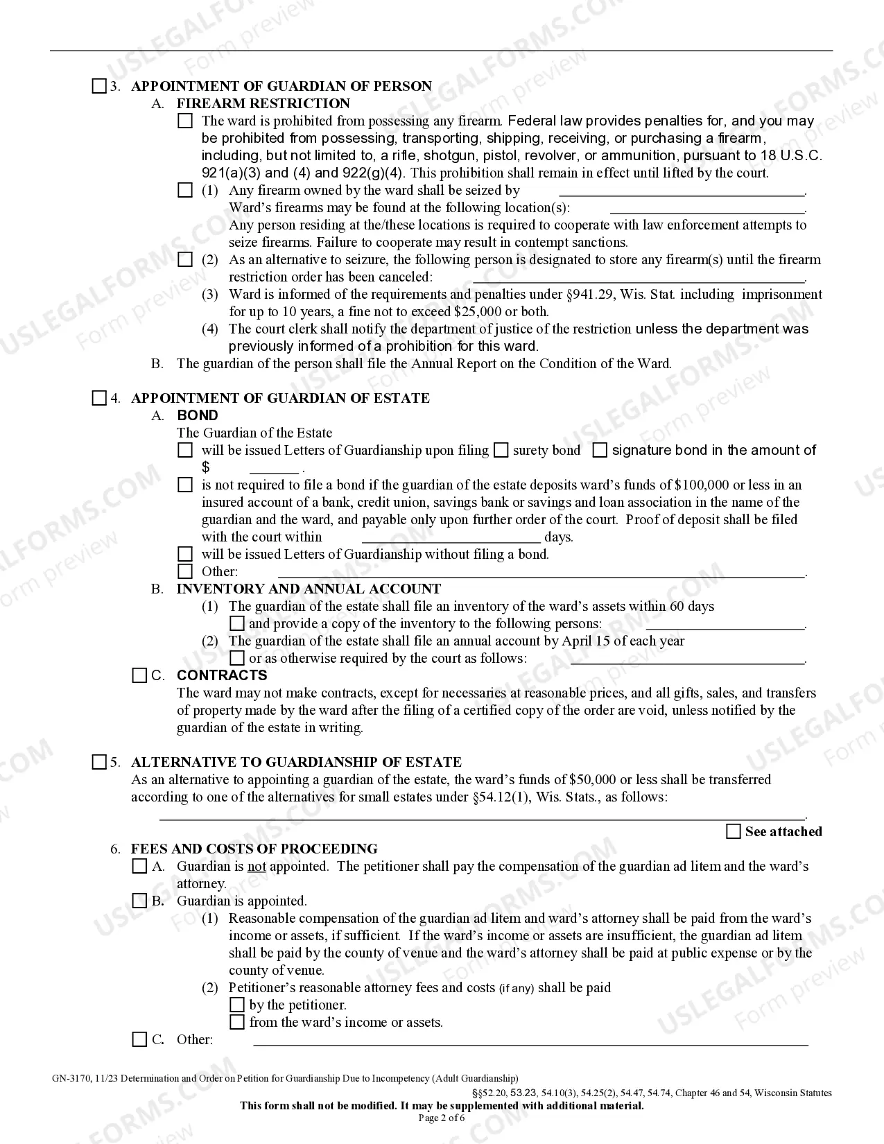 Preview Determination and Order on Petition for Guardianship Due to Incompetency
