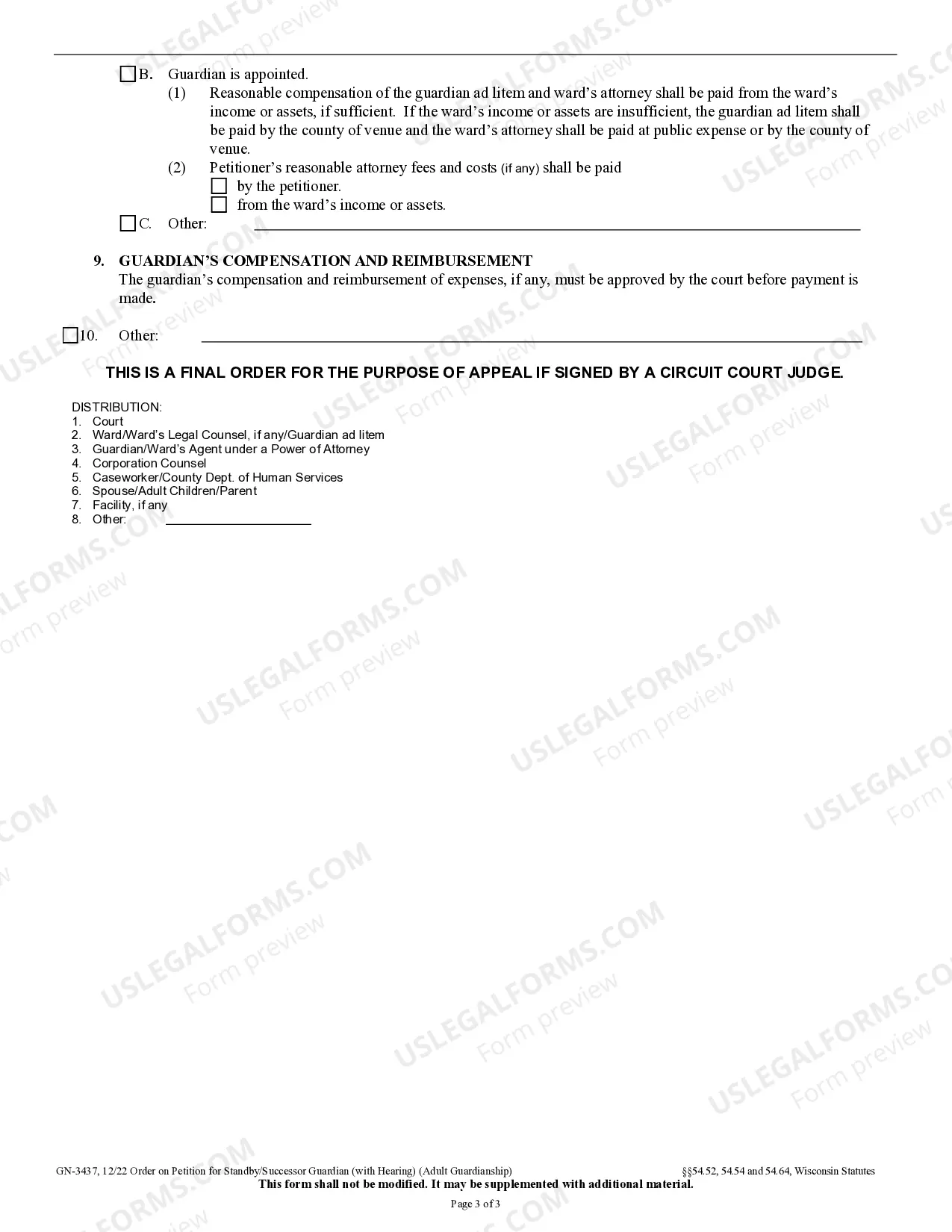 Preview Order on Petition for Standby/Successor Guardian Due to Incompetency