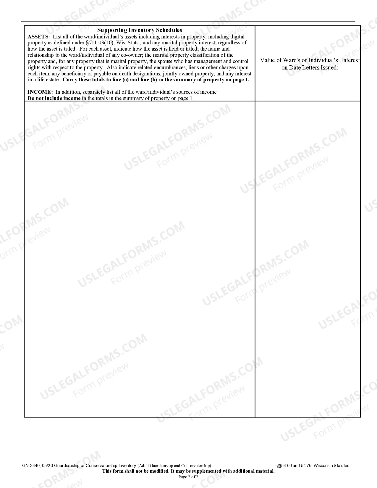 Preview Guardianship or Conservatorship Inventory