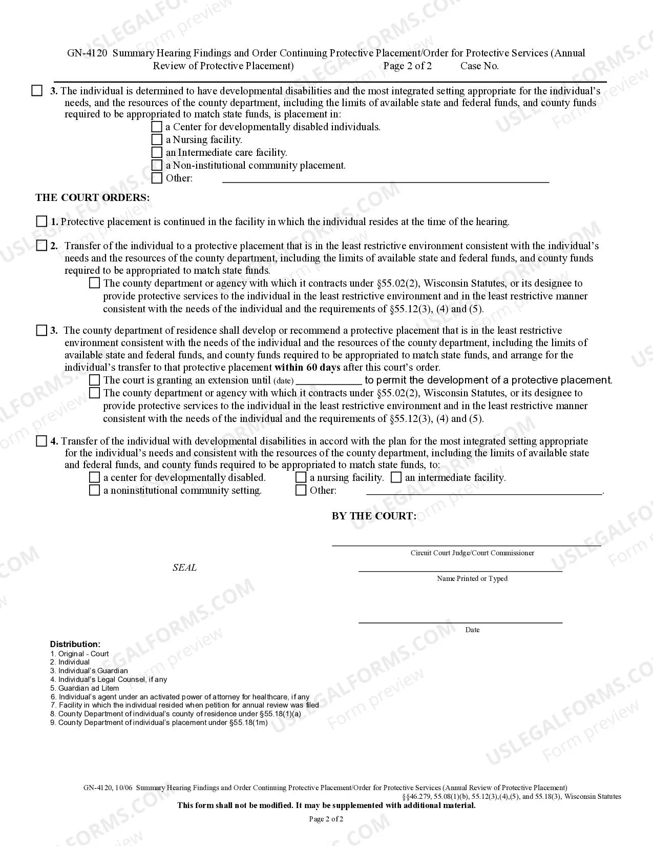 Preview Summary Hearing Findings And Order Continuing Protective Placement Order For Protective Services (Annual Review Of Protective Placement)