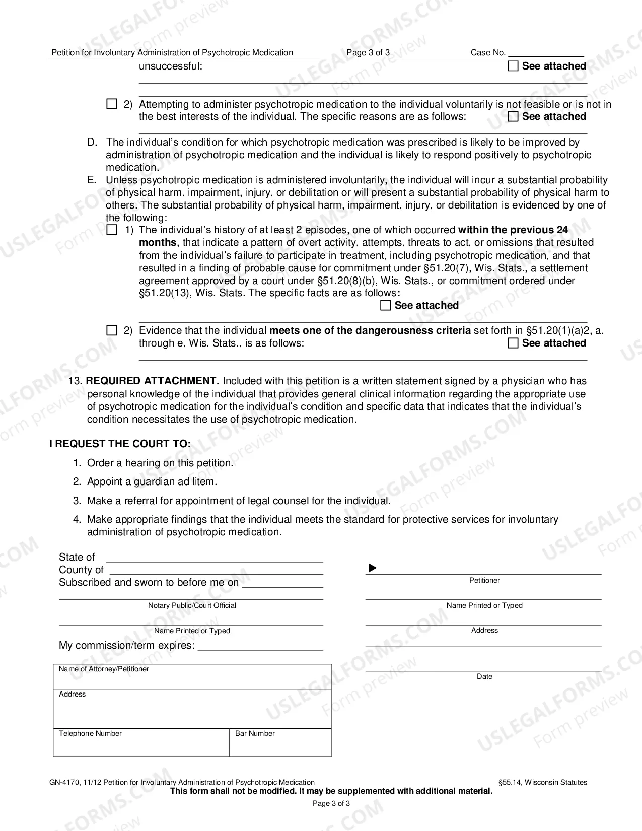 Preview Petition for Involuntary Administration of Psychotropic Medication