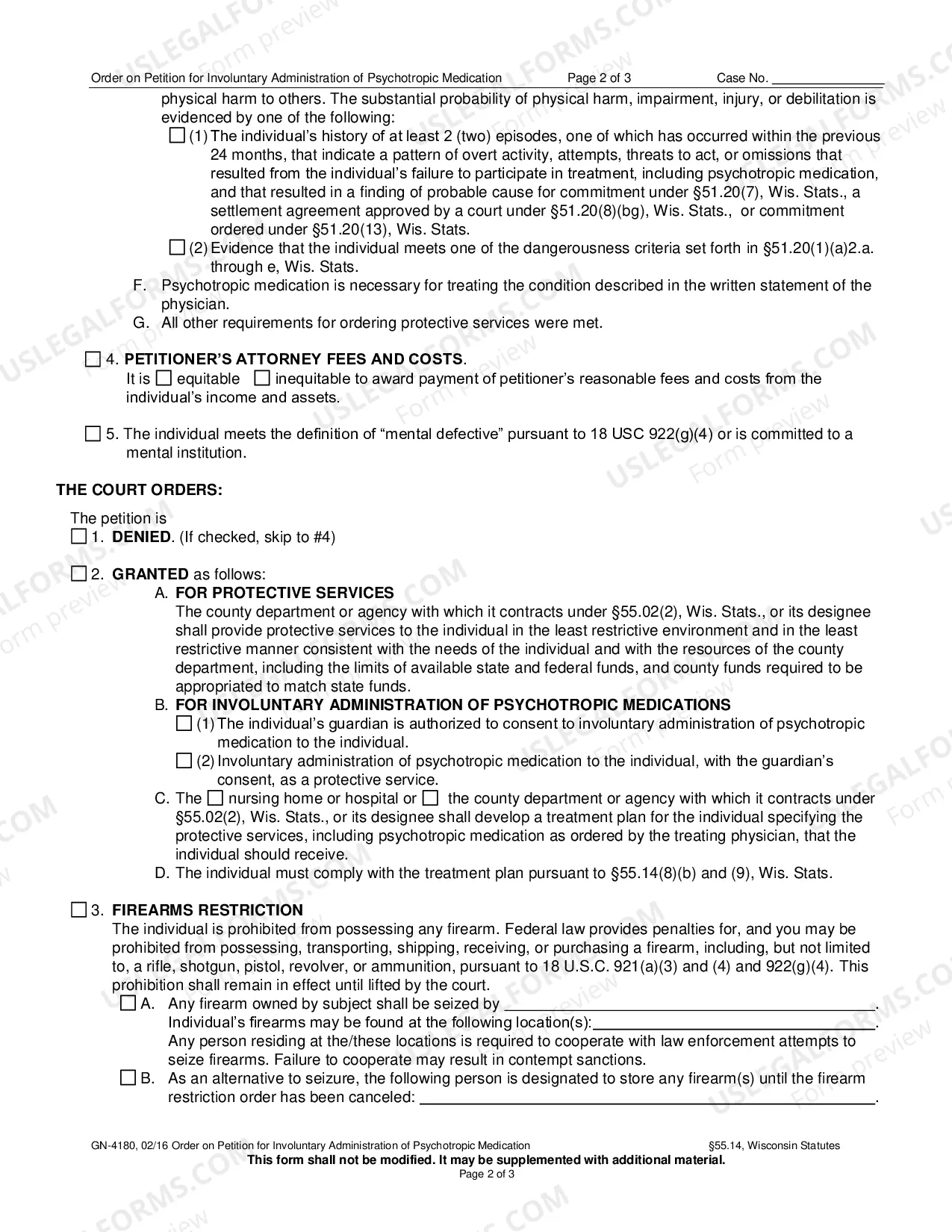 Preview Order for Petition for Involuntary Administration of Psychotropic Medication
