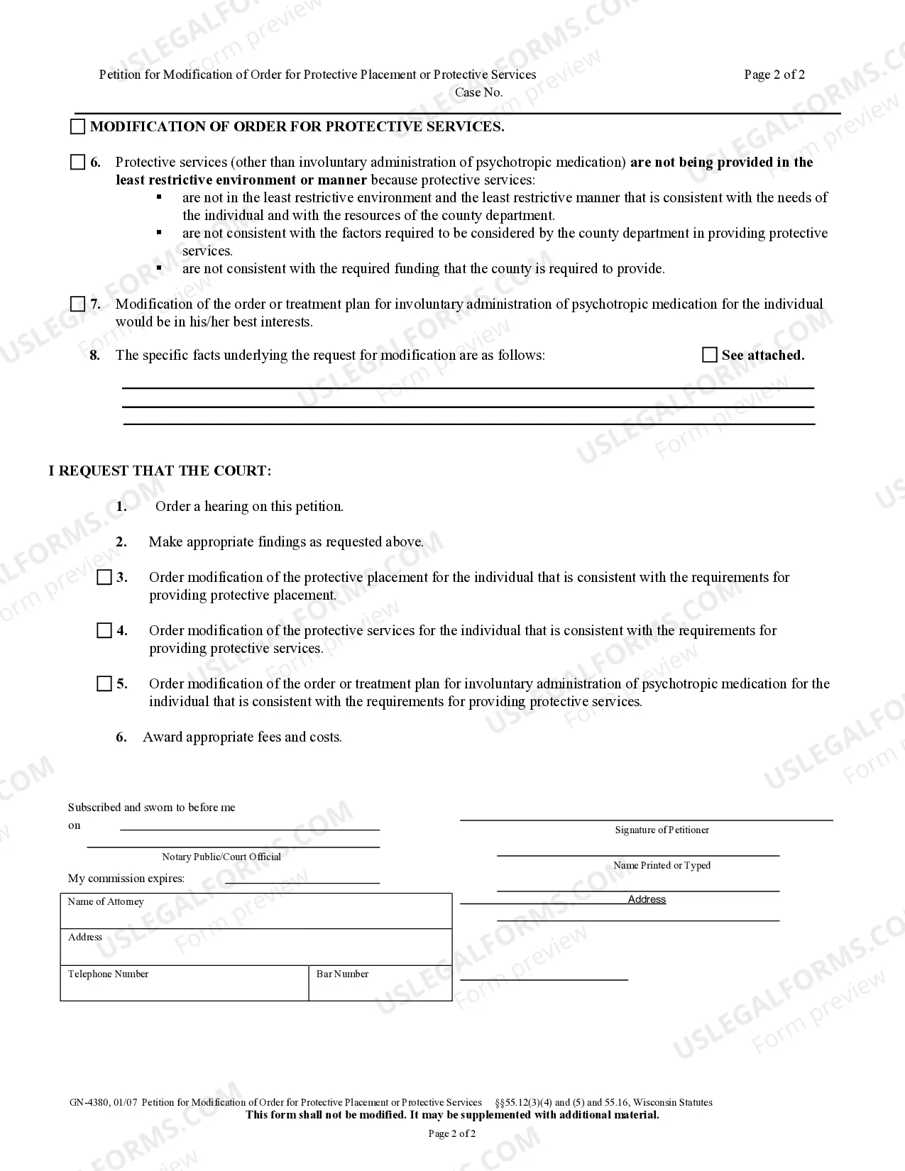 Preview Petition For Modification Of Order For Protective Placement Or Protective Services