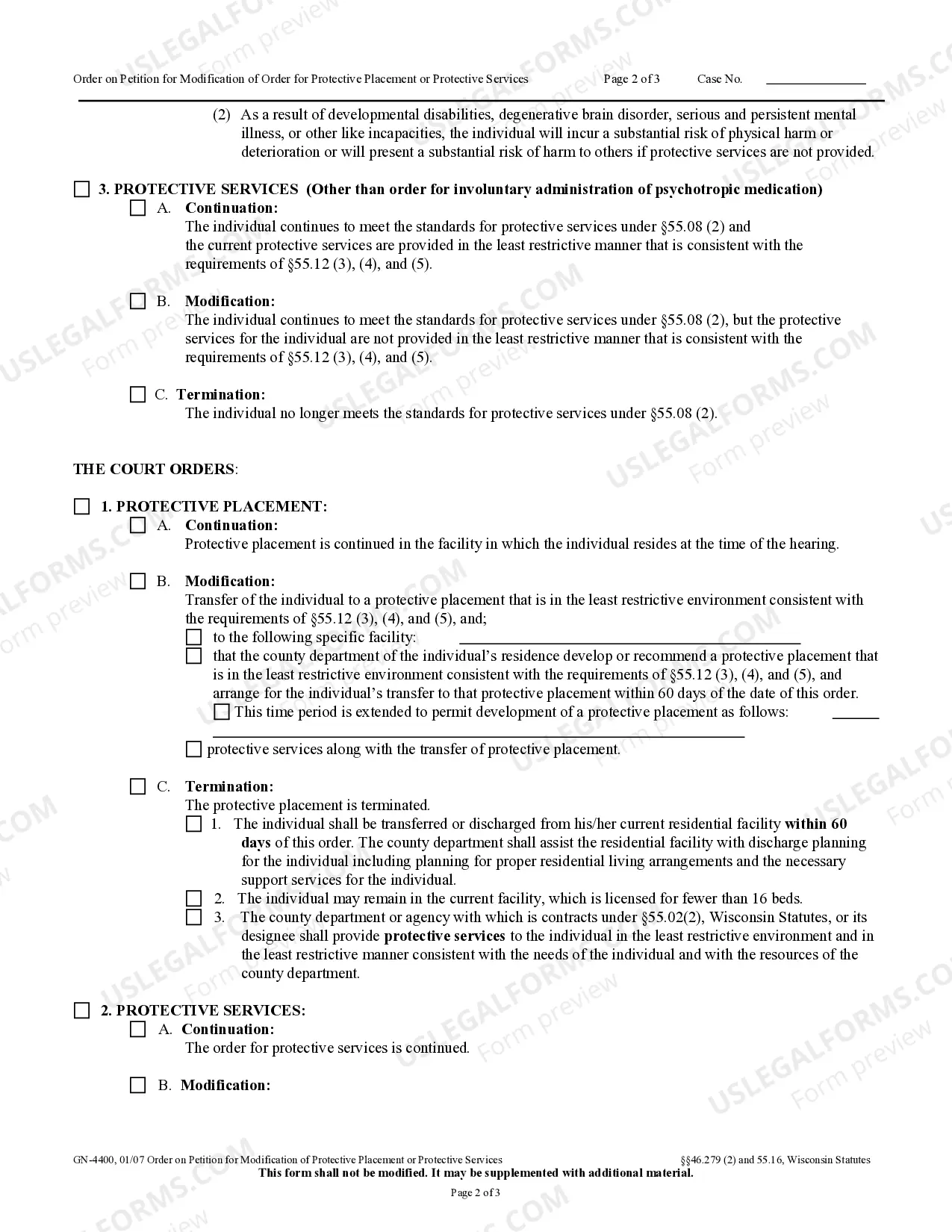 Preview Order On Petition For Modification Of Protective Placement Or Protective Services (Other than Psychotropic Medication)