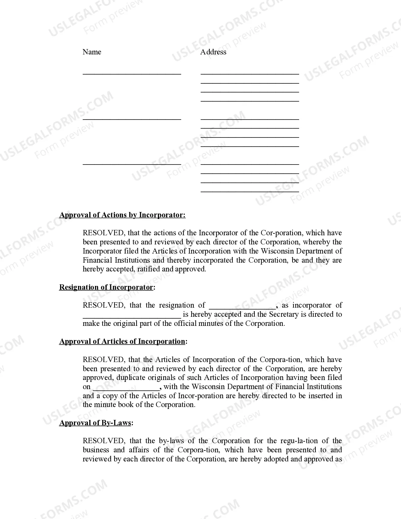 Preview Minutes for Organizational Meeting