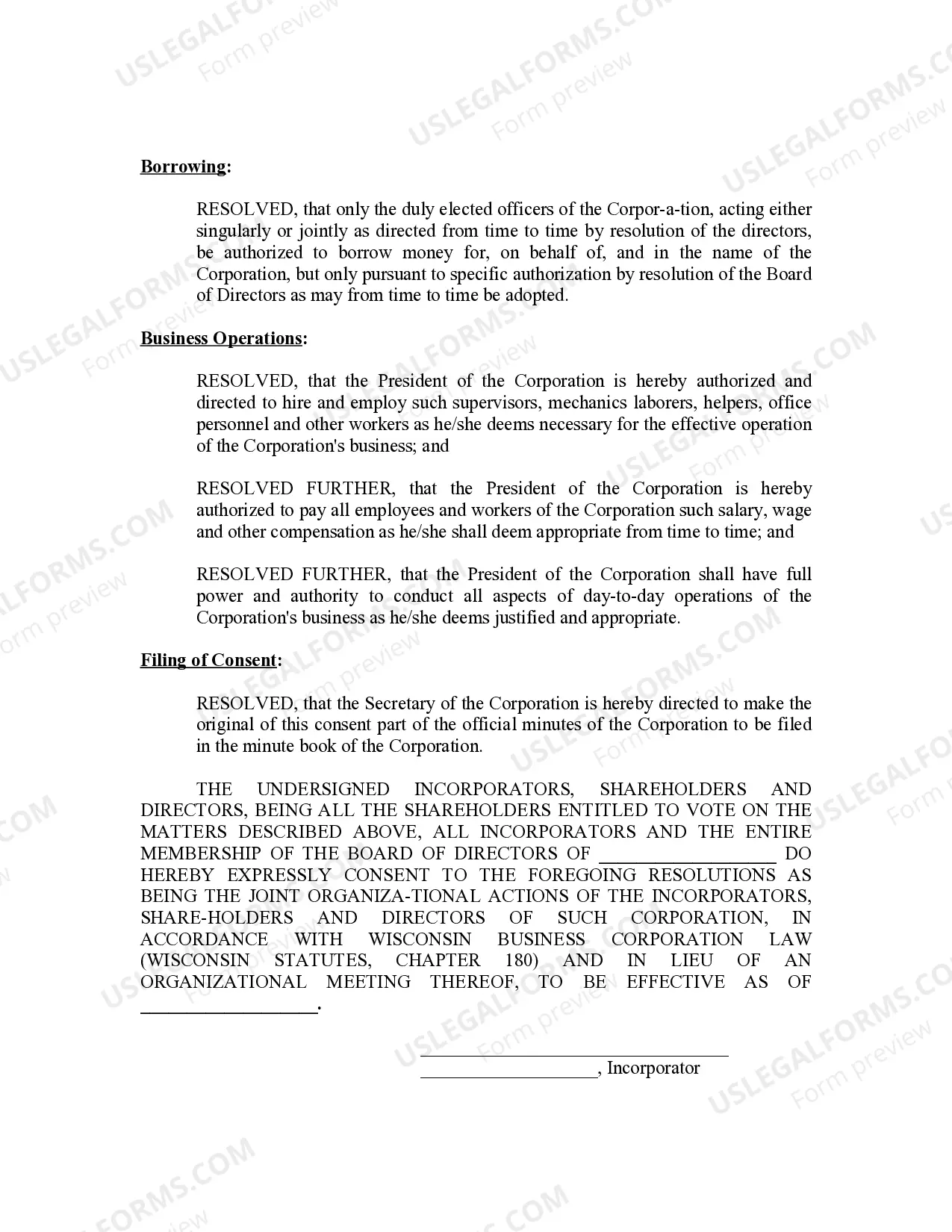 Preview Minutes for Organizational Meeting