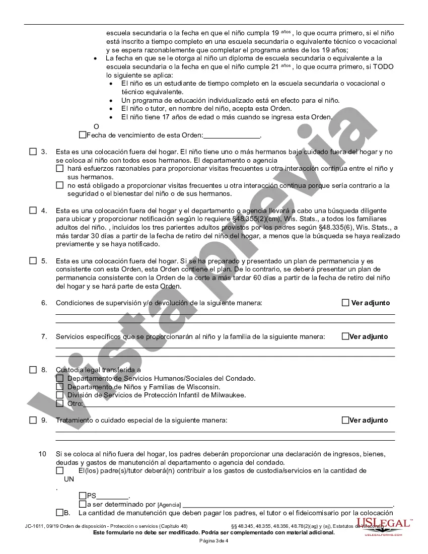 Preview Orden de disposición - Protección o servicios Cap. 48