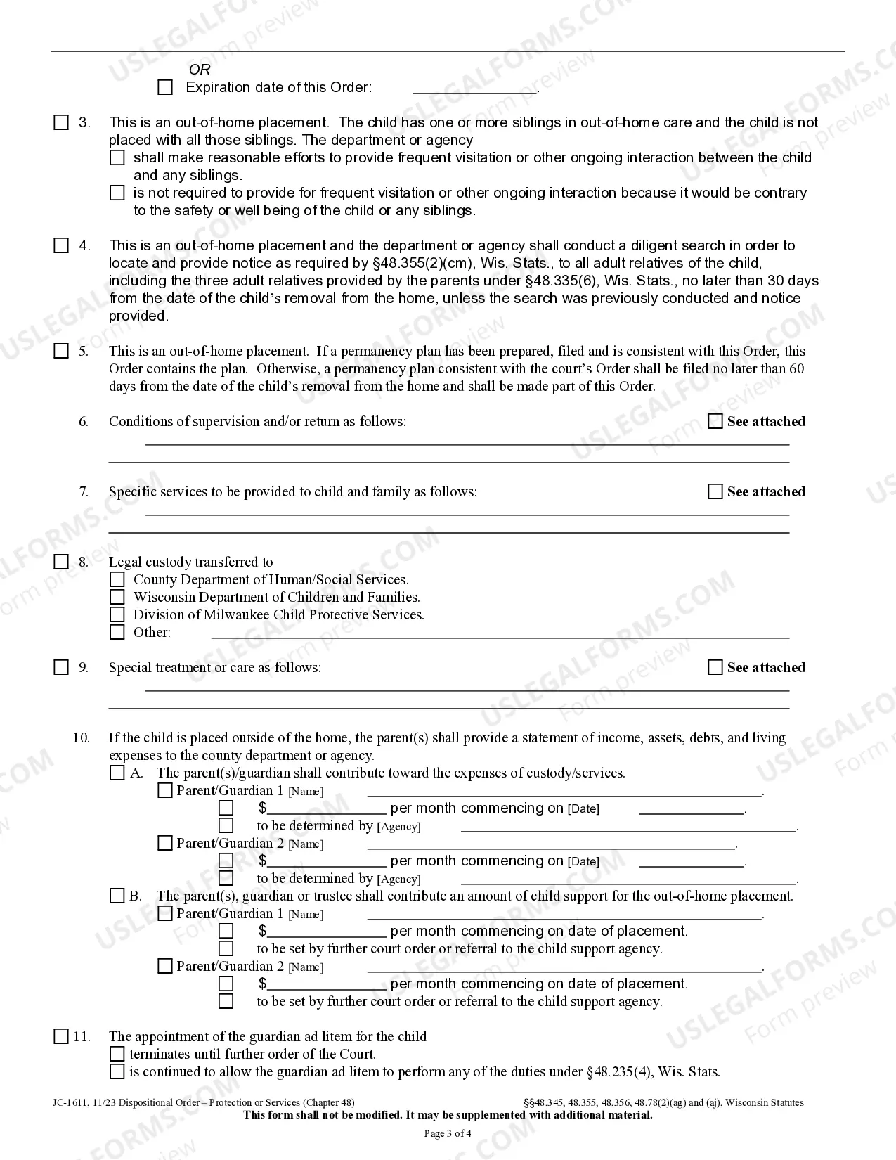 Preview Dispositional Order - Protection or Services Ch. 48