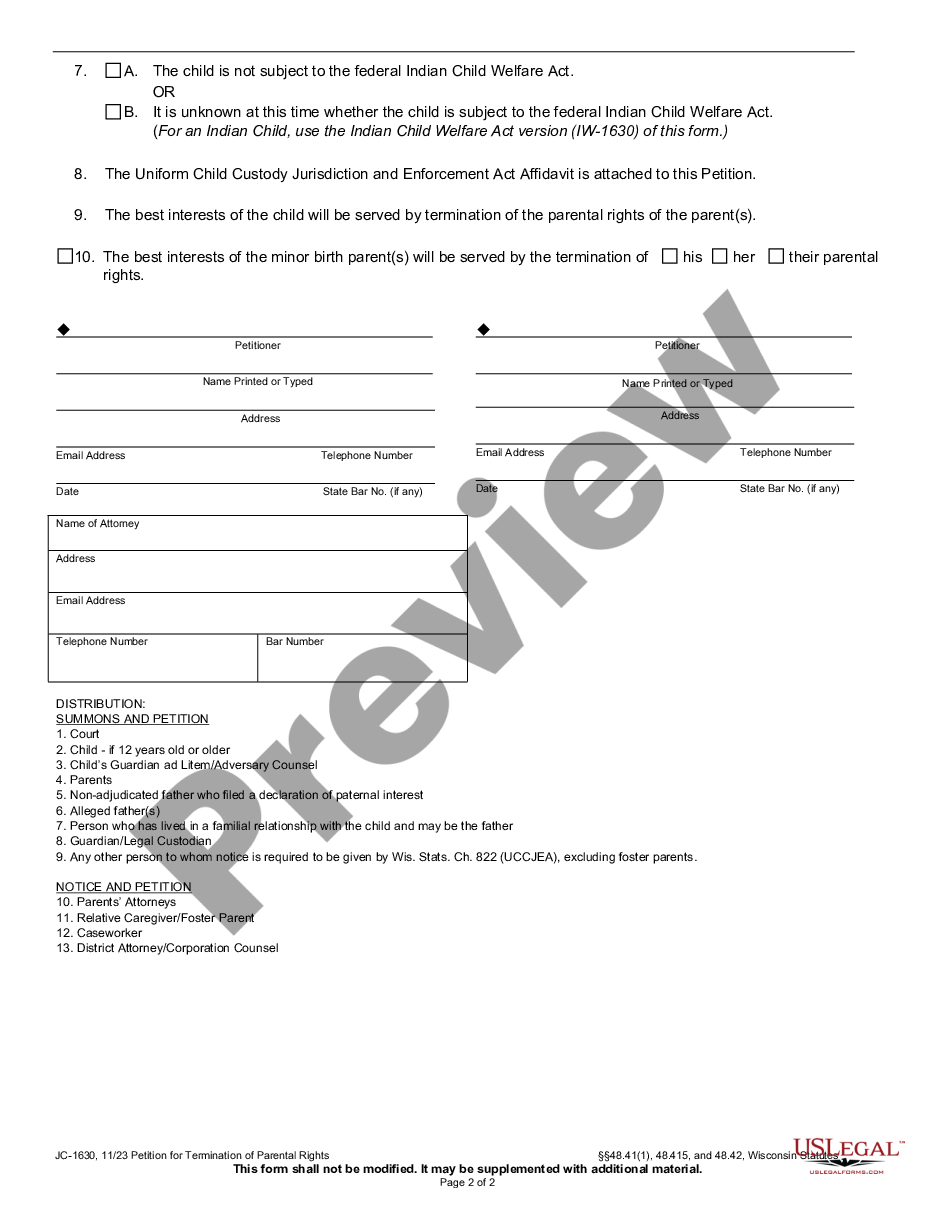 page 1 Petition for Termination of Parental Rights preview