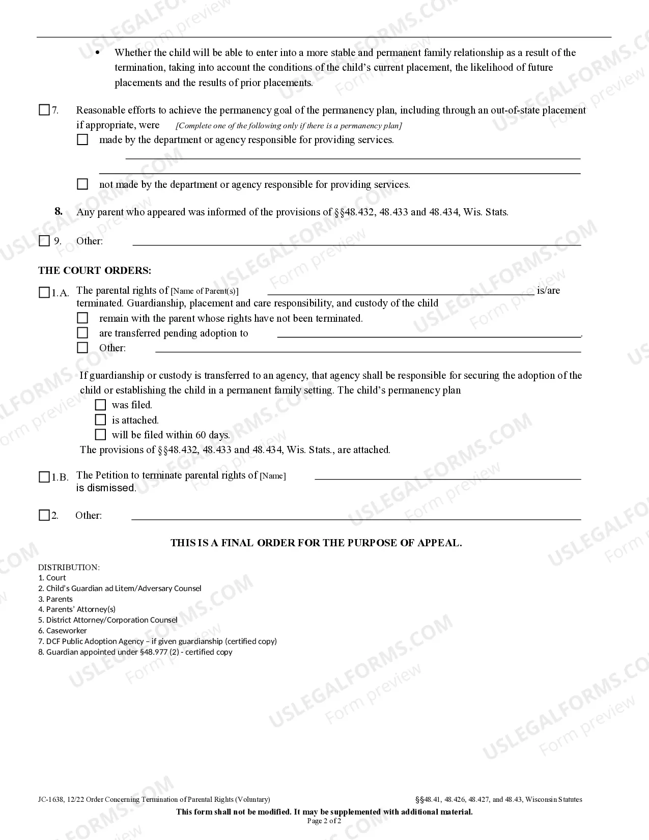 Preview Order Concerning Termination of Parental Rights - Voluntary