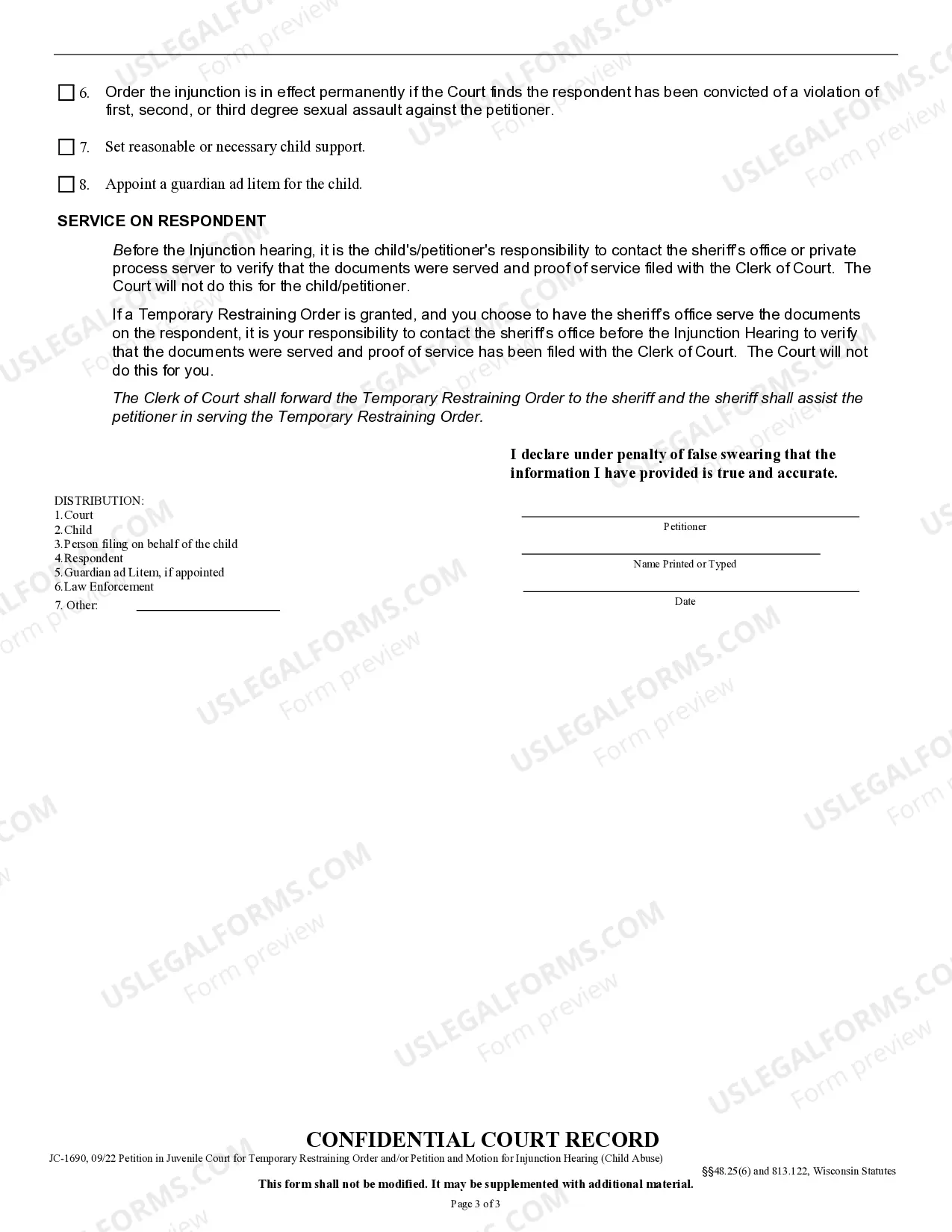 Preview Petition in Juvenile Court for Temporary Restraining Order and / or Injunction - Child Abuse