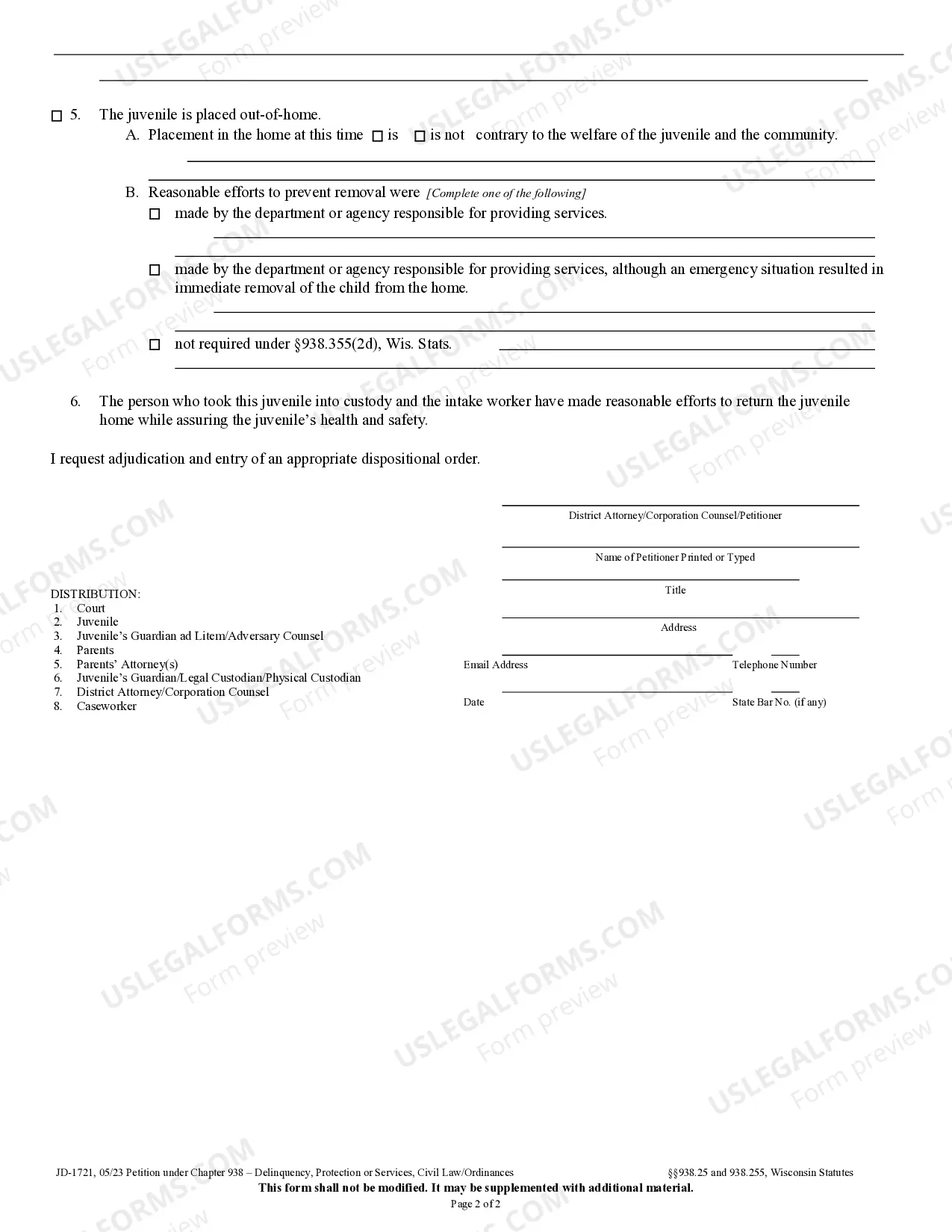 Preview Petition under Chapter 938 Delinquency Protection - Services, Civil Law - Ordinances