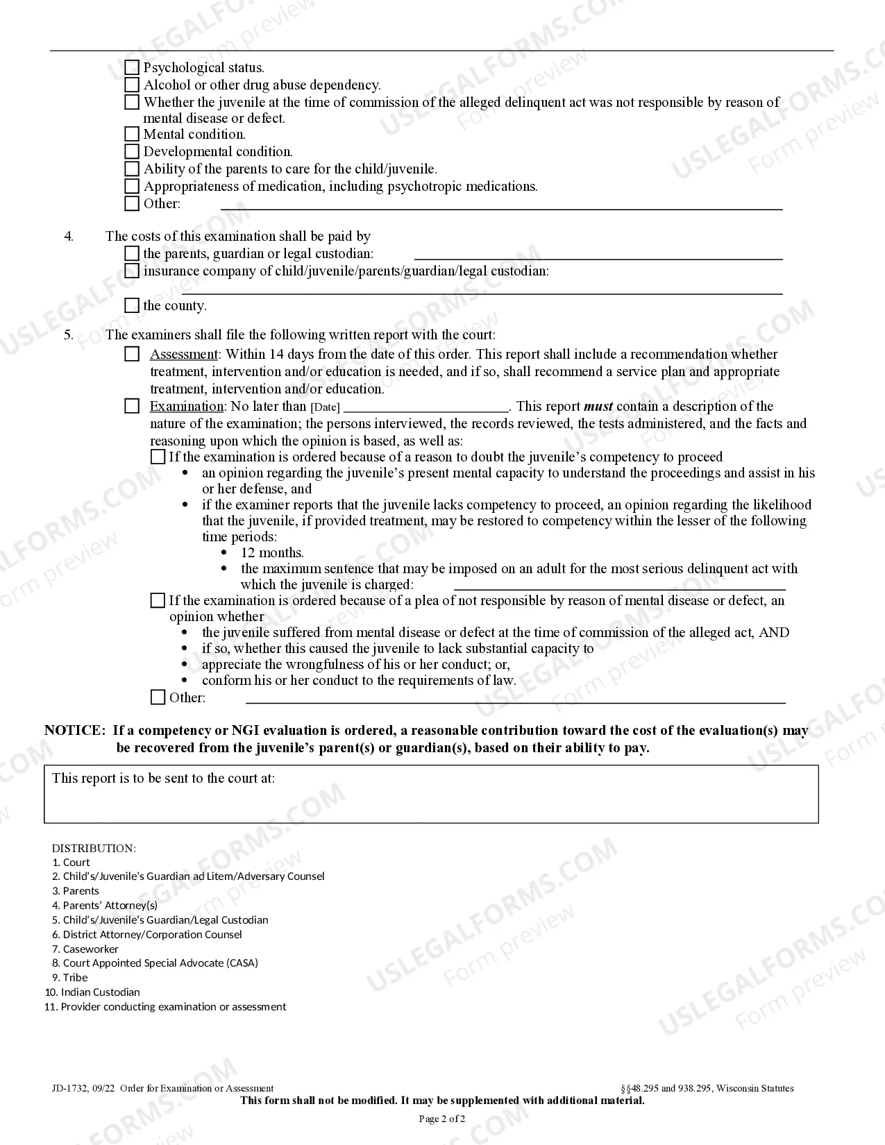 Preview Order for Examination or Assessment