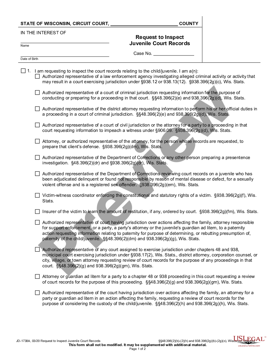 page 0 Request to Review Juvenile Records preview