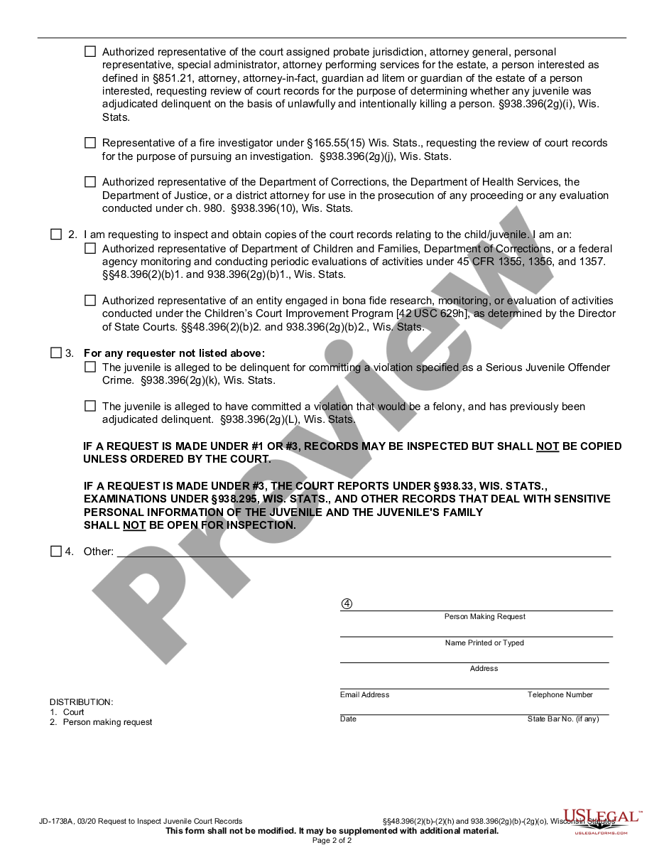 form Request to Review Juvenile Records preview