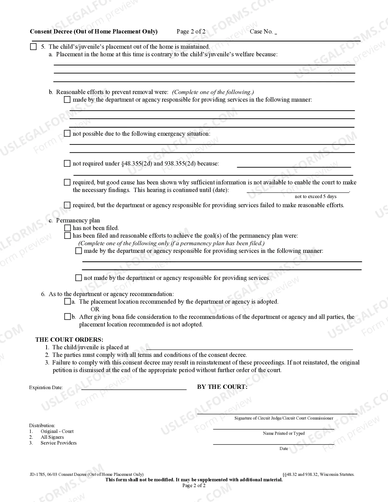 Preview Consent Decree (Out Of Home Placement Only)