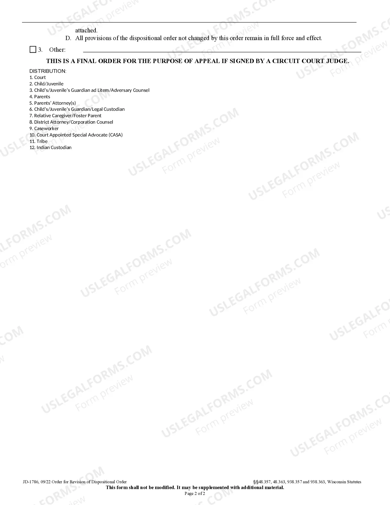 Preview Order for Revision of Dispositional Order