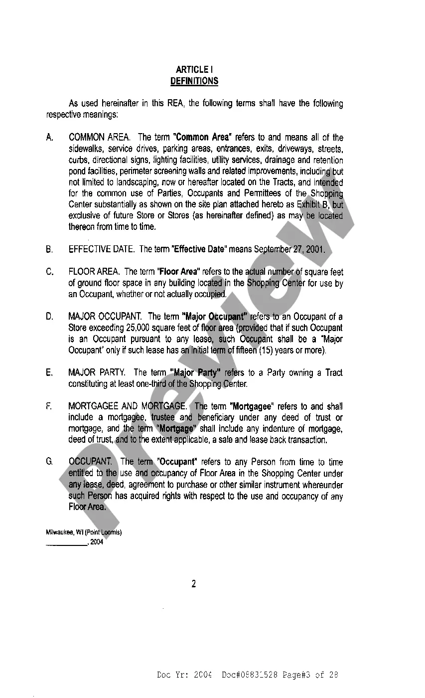 Preview Amended And Restated Reciprocal Easement Agreement