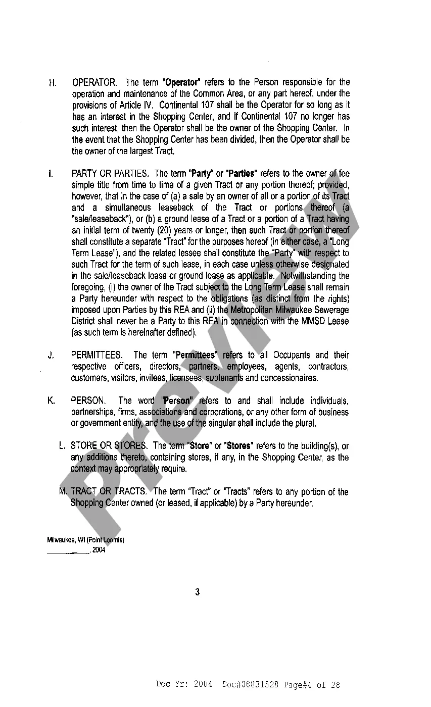 Preview Amended And Restated Reciprocal Easement Agreement