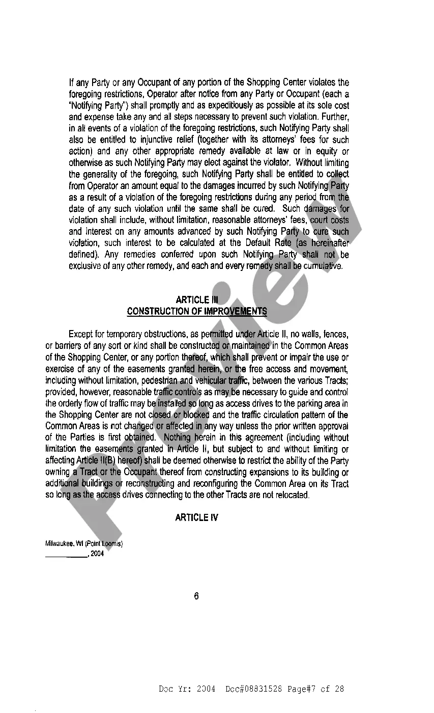 Preview Amended And Restated Reciprocal Easement Agreement