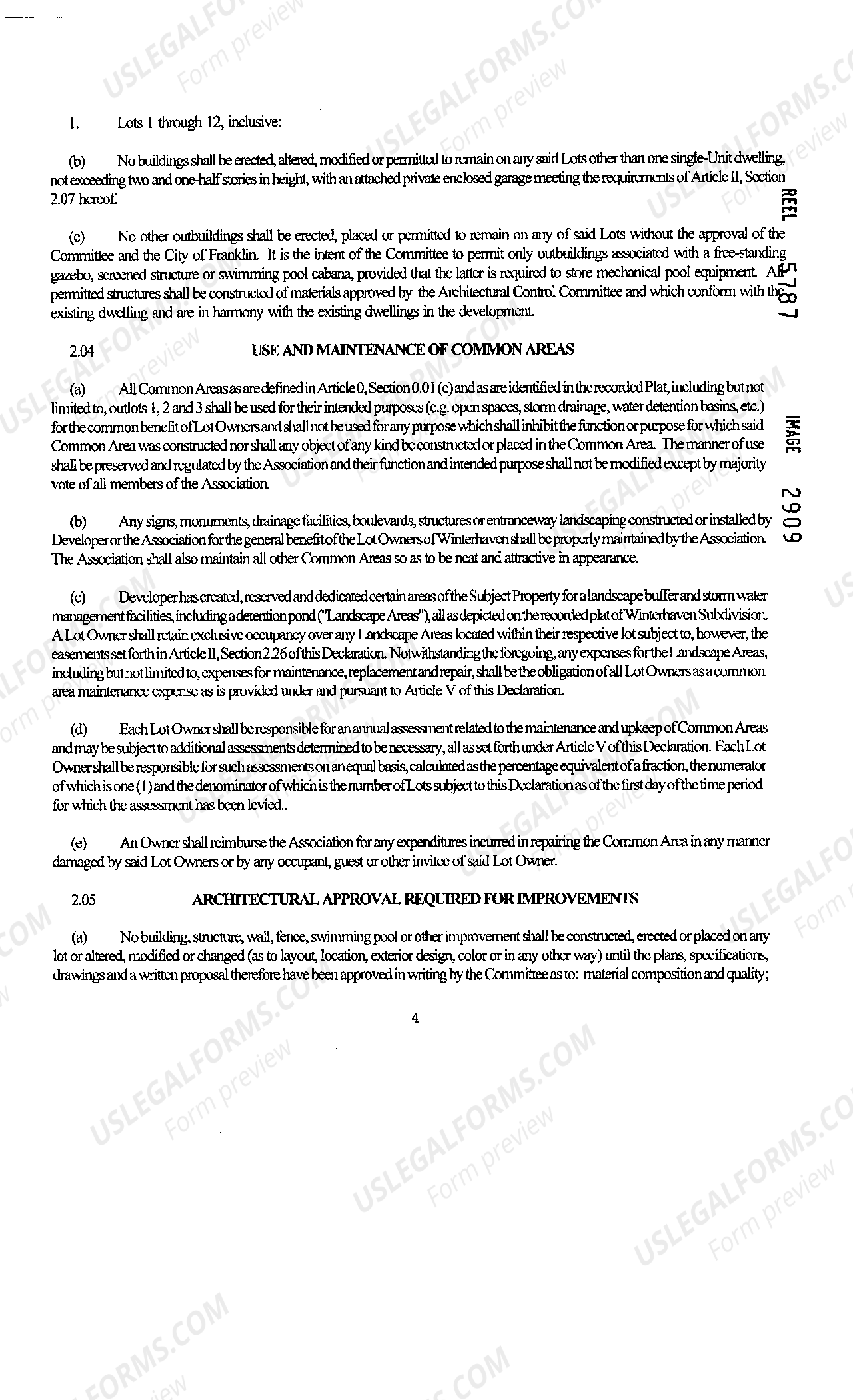 Wisconsin Declaration Of Restrictions And Covenants For Subdivision ...