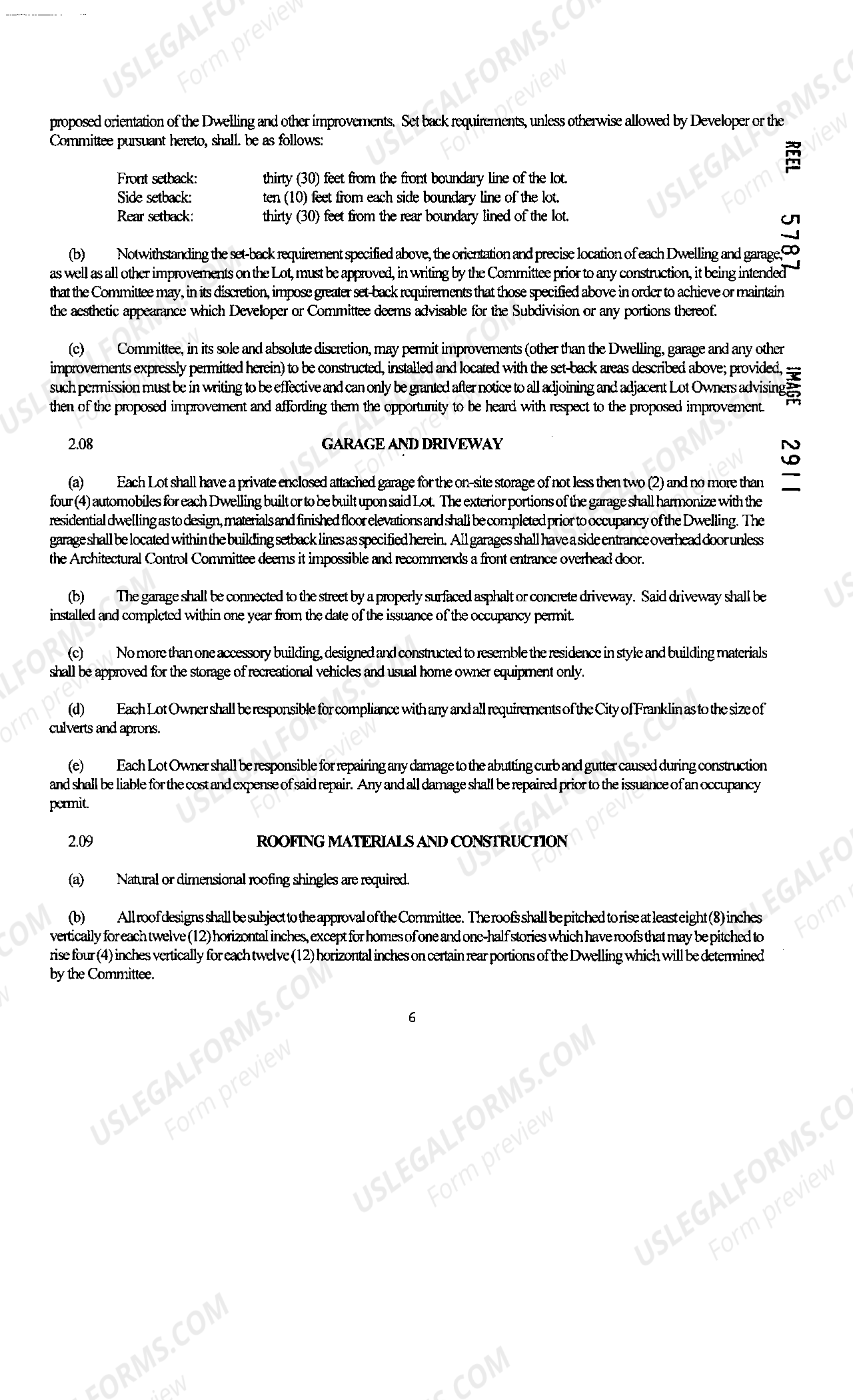 Wisconsin Declaration Of Restrictions And Covenants For Subdivision ...