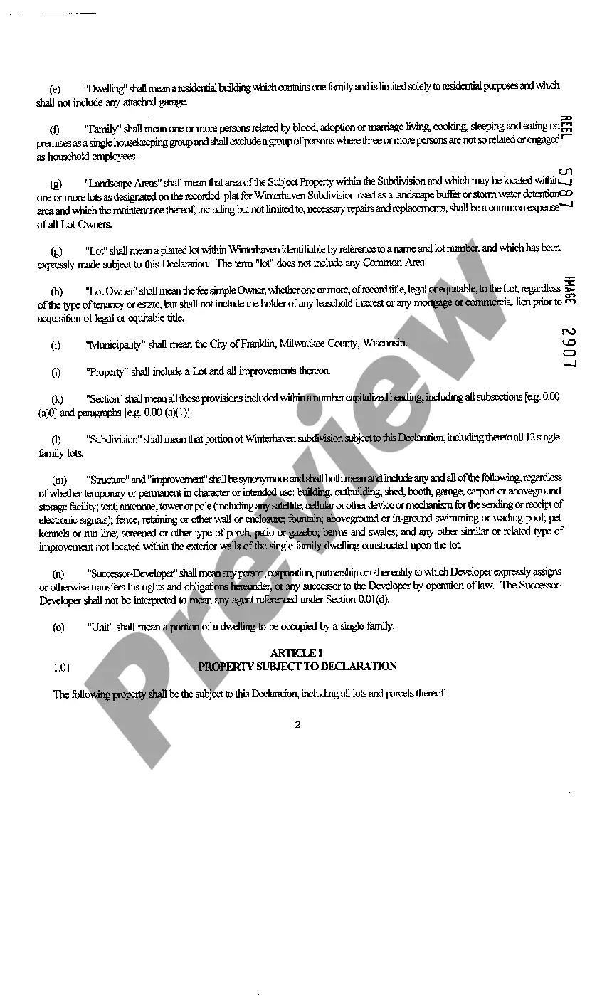 Preview Declaration Of Restrictions And Covenants For Subdivision