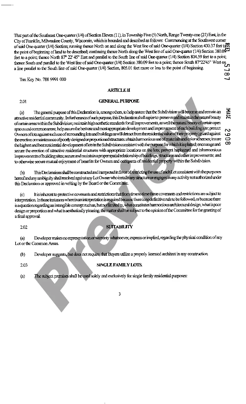 Preview Declaration Of Restrictions And Covenants For Subdivision