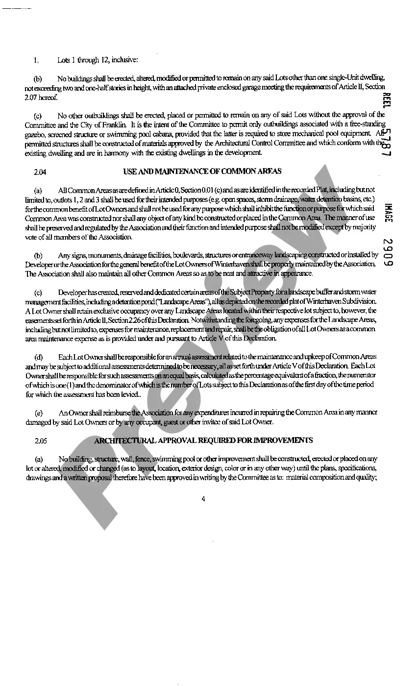 Preview Declaration Of Restrictions And Covenants For Subdivision