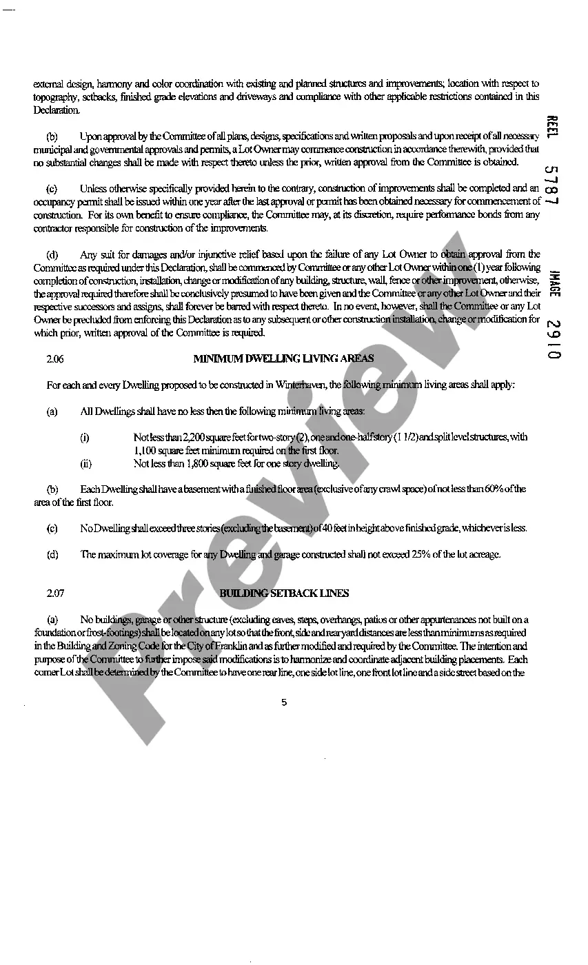 Preview Declaration Of Restrictions And Covenants For Subdivision