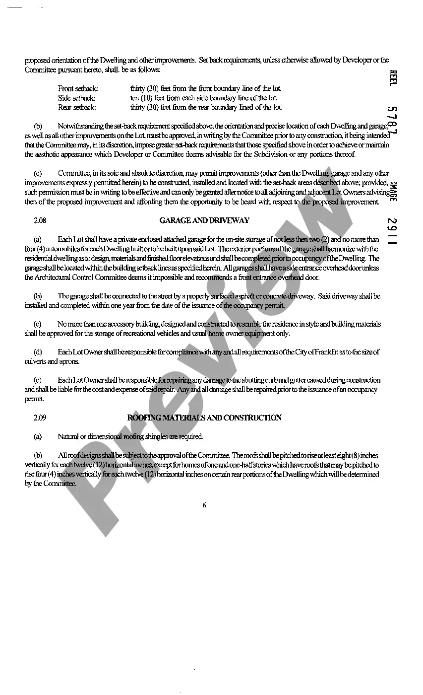 Preview Declaration Of Restrictions And Covenants For Subdivision