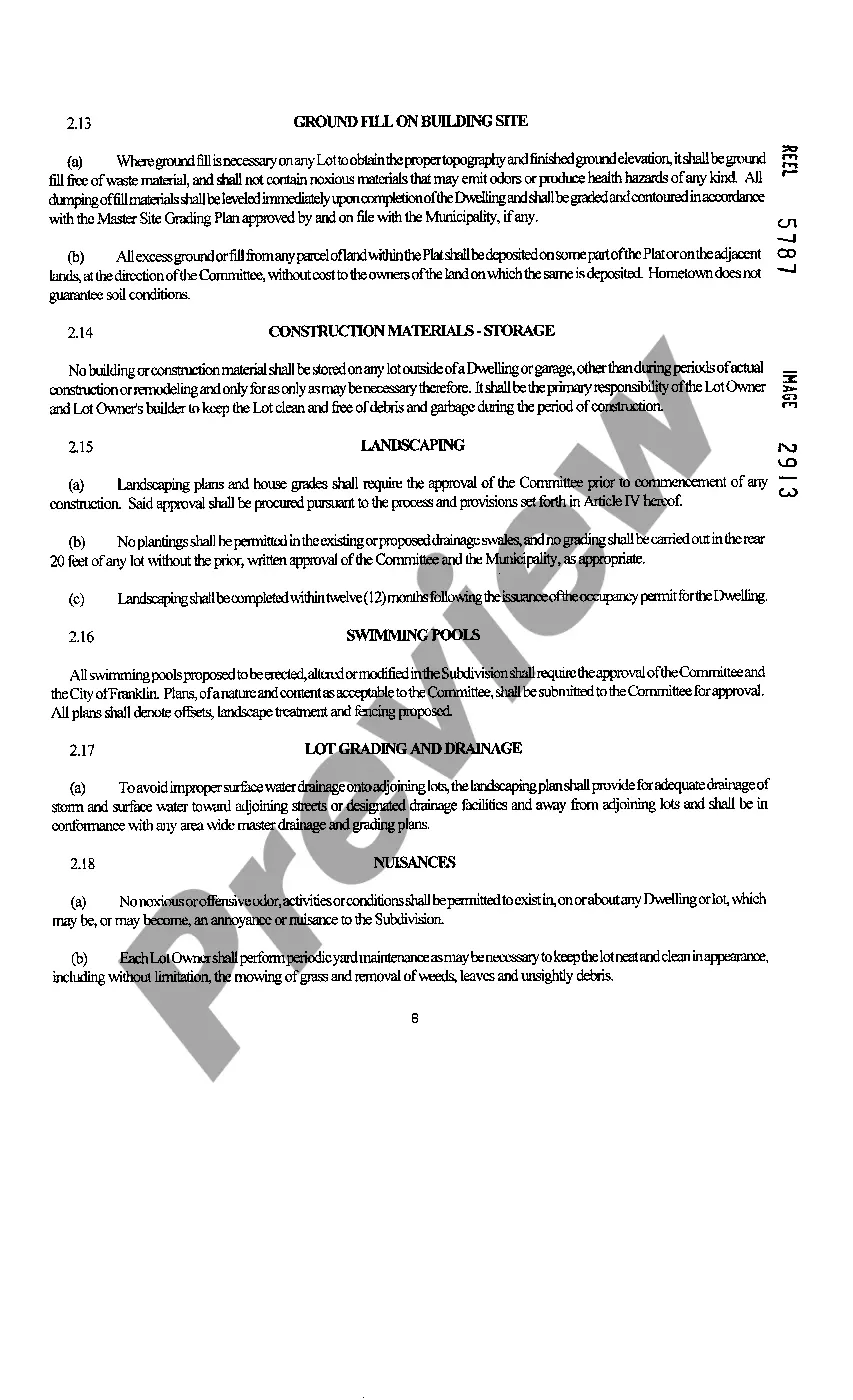 Preview Declaration Of Restrictions And Covenants For Subdivision