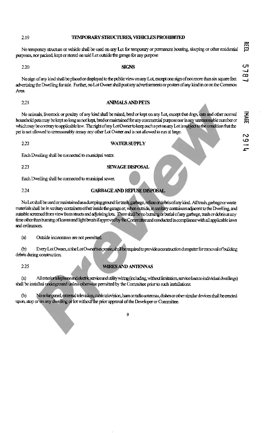 Preview Declaration Of Restrictions And Covenants For Subdivision
