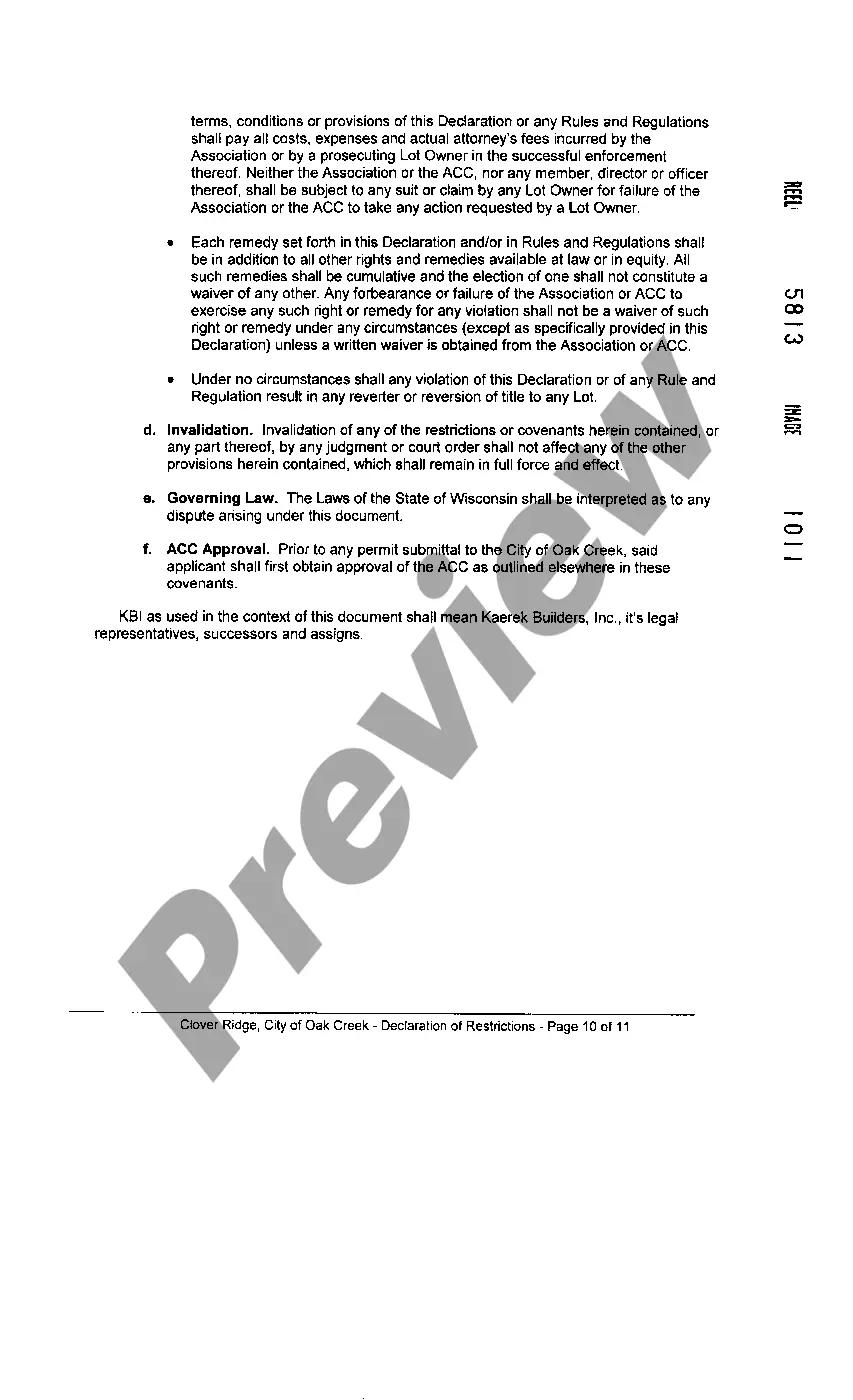 Preview Declaration Of Restrictions And Covenants