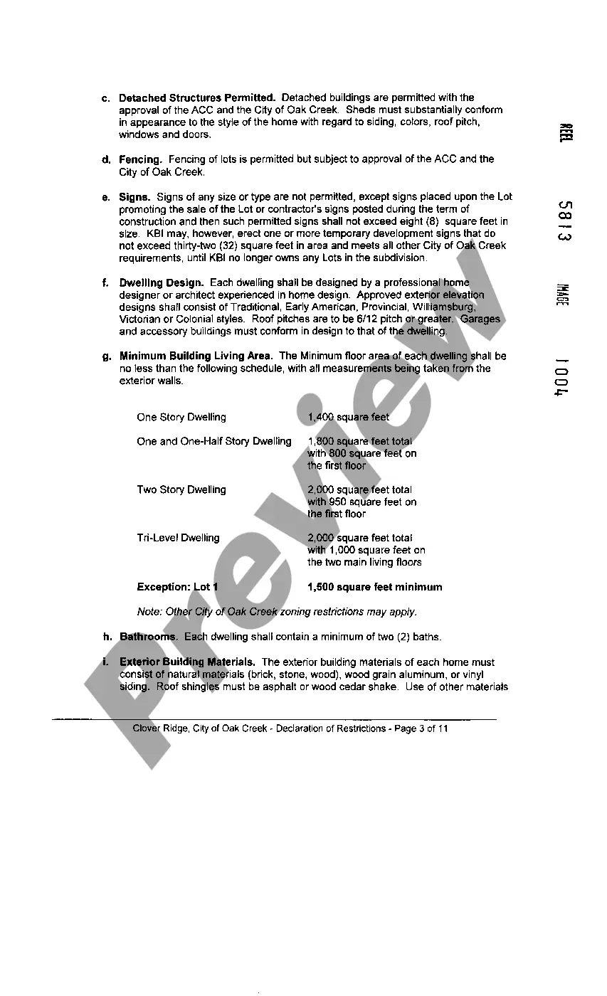 Preview Declaration Of Restrictions And Covenants