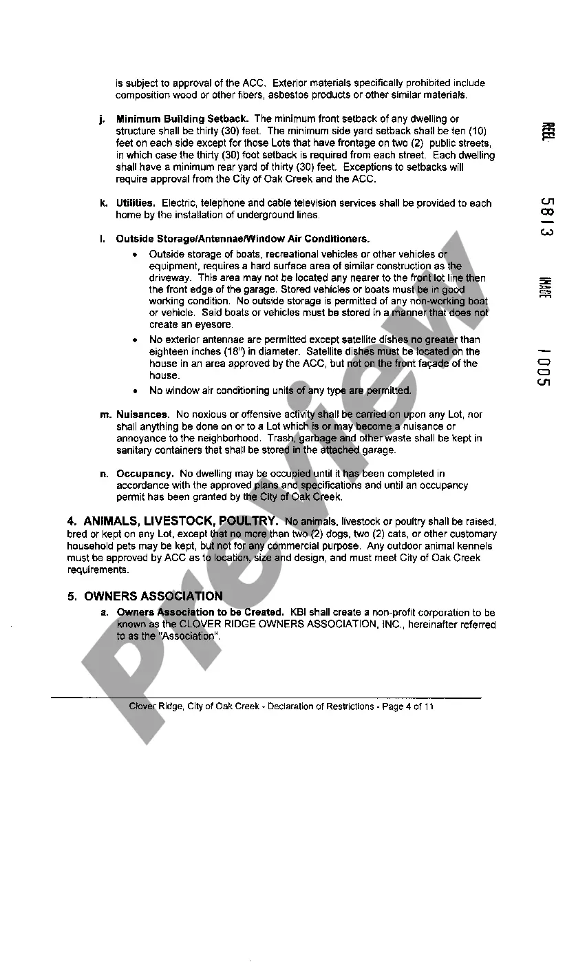 Preview Declaration Of Restrictions And Covenants