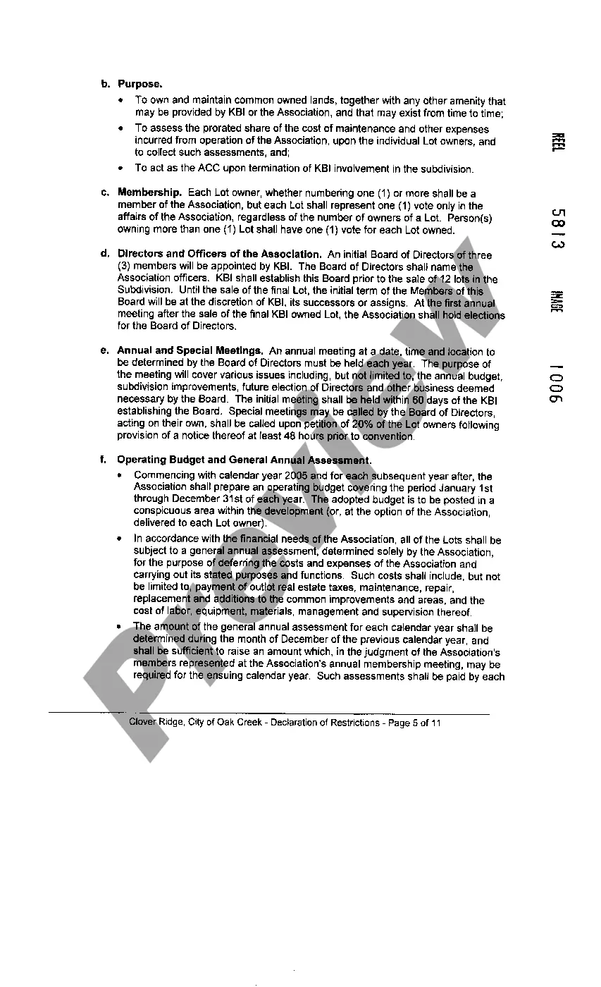 Preview Declaration Of Restrictions And Covenants