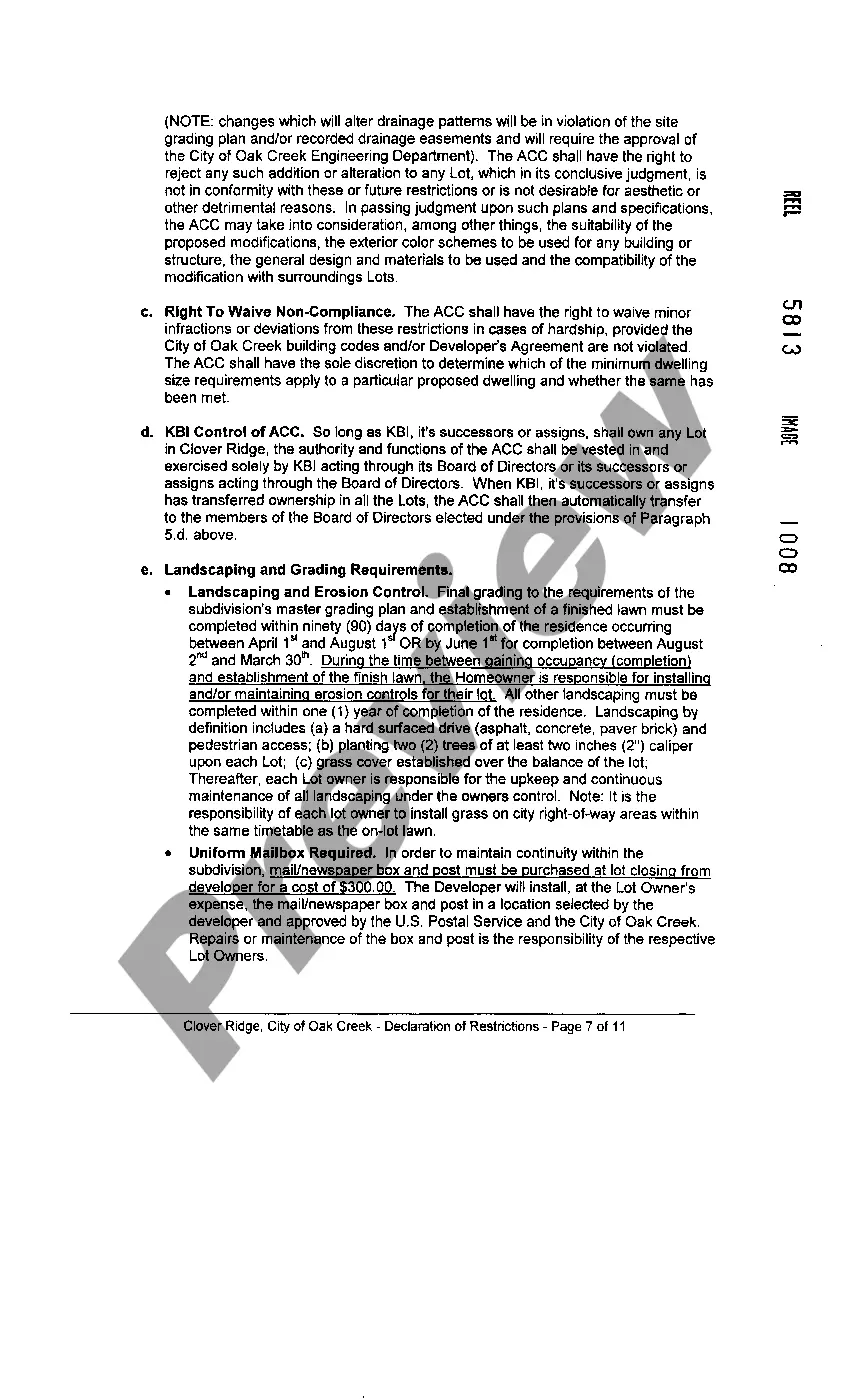 Preview Declaration Of Restrictions And Covenants