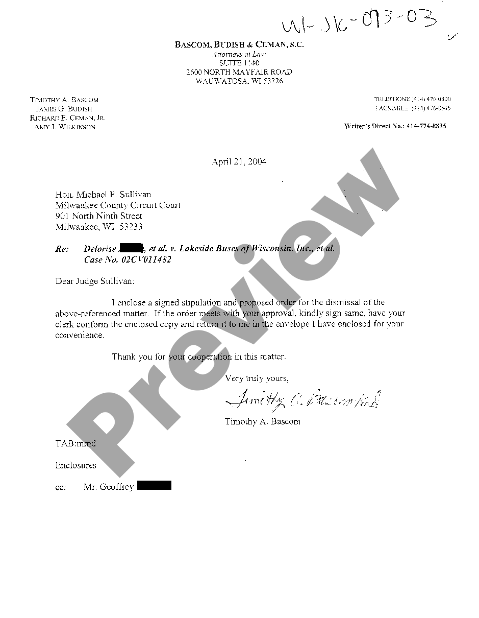 Wisconsin Letter For The Sign Stipulation | US Legal Forms